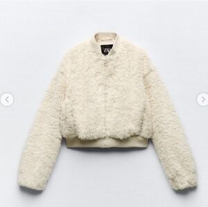 NWOT ZARA FAUX FUR BOMBER JACKET-SIZE XL
